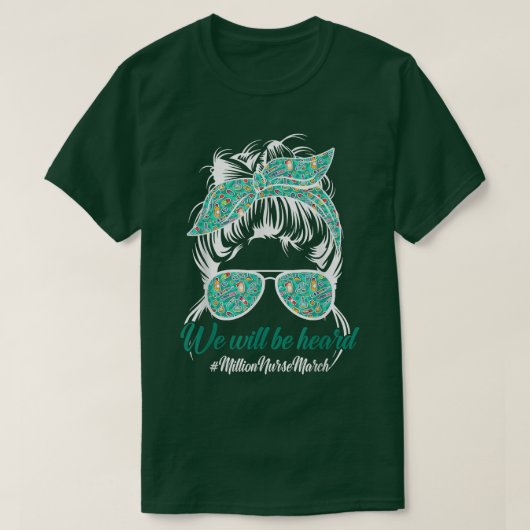 Leopard wir werden hören, Messy Bun Nurse Million T-Shirt (Design vorne)