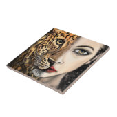 Leopard Woman Keramik Tile Fliese (Seite)