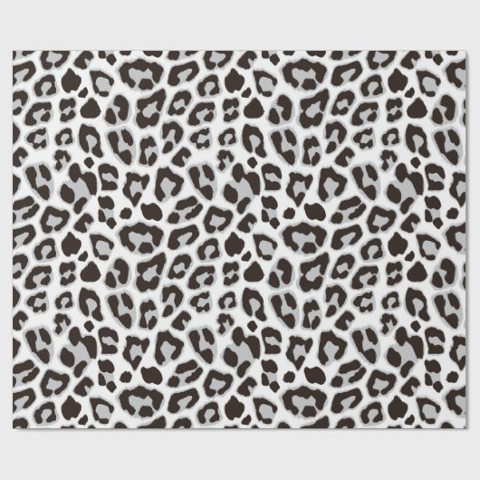 Leopard Wrapping Paper Schwarz-Weiß Geschenkpapier (Flach)