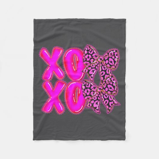 Leopard Xoxo Coquette Bow Hearts Valentine's Day W Fleecedecke (Vorderseite)