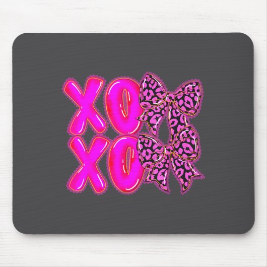 Leopard Xoxo Coquette Bow Hearts Valentine's Day W Mousepad (Vorne)