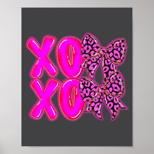 Leopard Xoxo Coquette Bow Hearts Valentine's Day W Poster (Vorne)