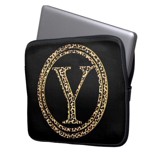 Leopard Y Laptopschutzhülle (Vorderseite Links)