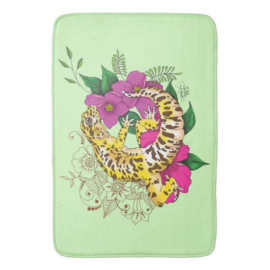 Leopard Yellow Gecko Green Badematte (Vorderseite Vertikal)