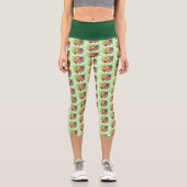 Leopard Yellow Gecko Green Capri Leggings (Vorderseite)