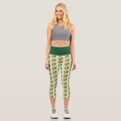 Leopard Yellow Gecko Green Capri Leggings (Vorderseite)