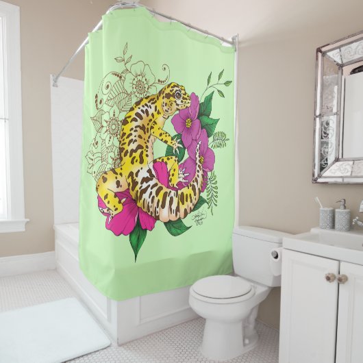 Leopard Yellow Gecko Green Duschvorhang (Beispiel)