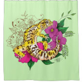 Leopard Yellow Gecko Green Duschvorhang (Vorderseite)