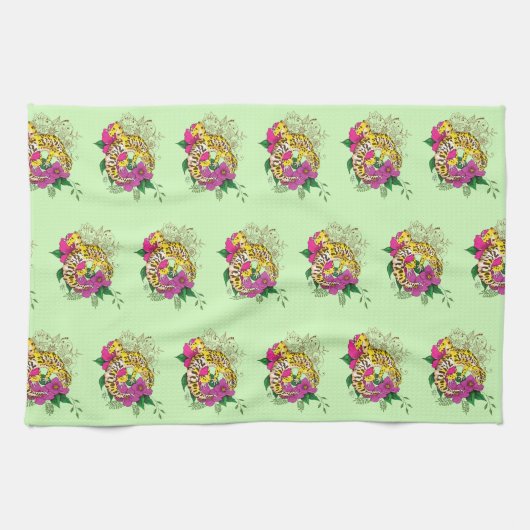 Leopard Yellow Gecko Green Geschirrtuch (Horizontal)