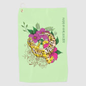 Leopard Yellow Gecko Green Golfhandtuch (Vorderseite)