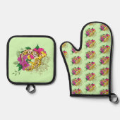 Leopard Yellow Gecko Green Ofenhandschuh & Topflappen-Set (Vorderseite)