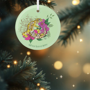 Leopard Yellow Gecko Green Ornament Aus Glas