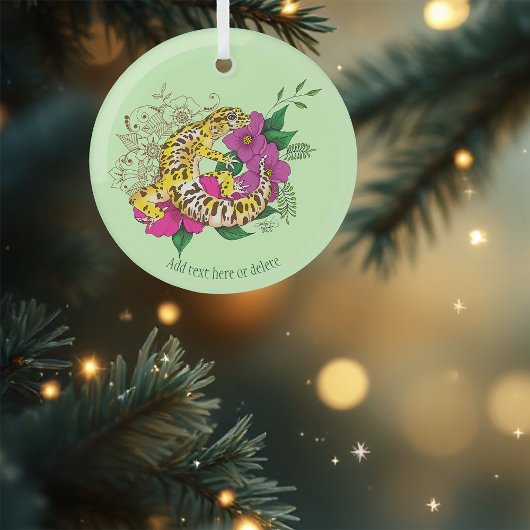 Leopard Yellow Gecko Green Ornament Aus Glas