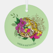 Leopard Yellow Gecko Green Ornament Aus Glas (Rückseite)