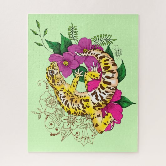 Leopard Yellow Gecko Green Puzzle (Vertikal)
