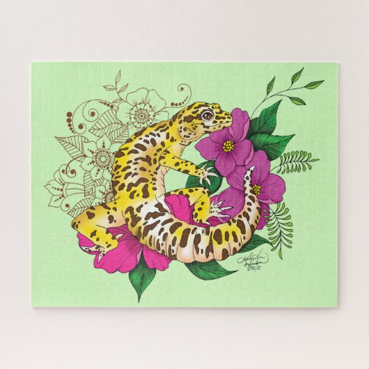 Leopard Yellow Gecko Green Puzzle (Horizontal)