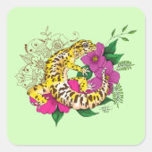 Leopard Yellow Gecko Green Quadratischer Aufkleber (Vorderseite)