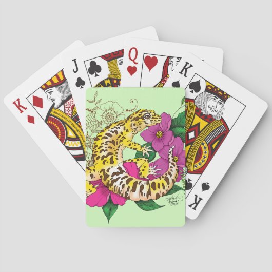 Leopard Yellow Gecko Green Spielkarten (Rückseite)