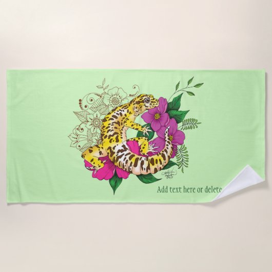 Leopard Yellow Gecko Green Strandtuch (Vorderseite)