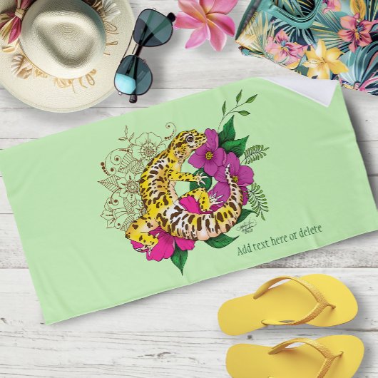 Leopard Yellow Gecko Green Strandtuch