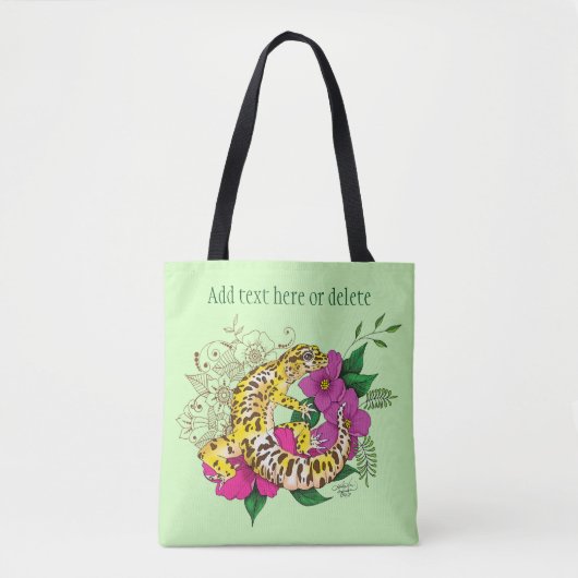 Leopard Yellow Gecko Green Tasche (Vorderseite)