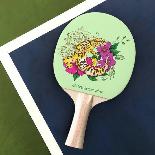 Leopard Yellow Gecko Green Tischtennis Schläger