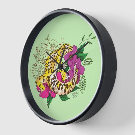 Leopard Yellow Gecko Green Uhr (Winkel)