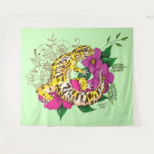 Leopard Yellow Gecko Green Wandteppich (Vorderseite (Horizontal))