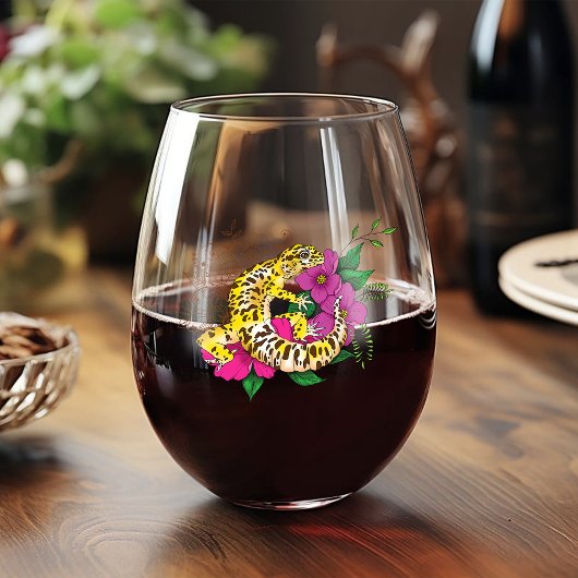 Leopard Yellow Gecko Green Weinglas Ohne Stiel