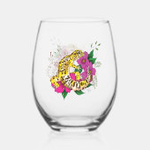 Leopard Yellow Gecko Green Weinglas Ohne Stiel (Vorderseite)