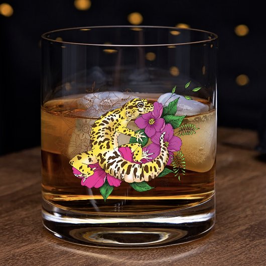 Leopard Yellow Gecko Green Whiskyglas