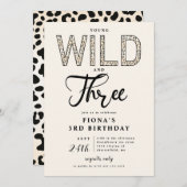 Leopard Young Wild Three Birthday Einladung (Vorne/Hinten)