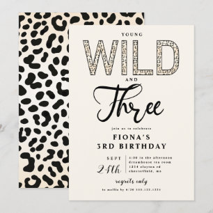 Leopard Young Wild Three Birthday Einladung