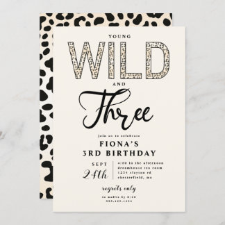Leopard Young Wild Three Geburtstag Einladung