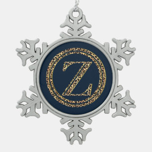 Leopard Z Schneeflocken Zinn-Ornament
