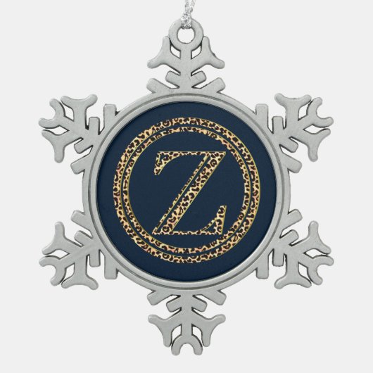 Leopard Z Schneeflocken Zinn-Ornament (Vorderseite)