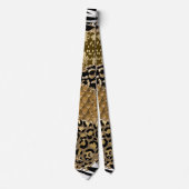Leopard Zebra Animal Pattern Gold Glitzer Krawatte (Vorderseite)