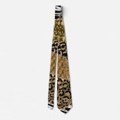 Leopard Zebra Animal Pattern Gold Glitzer Krawatte (Rückseite)