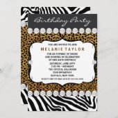 Leopard Zebra Birthday Party Einladung (Vorne/Hinten)