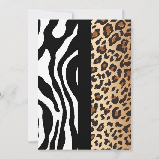Leopard Zebra Brautparty Typografie Einladung (Rückseite)