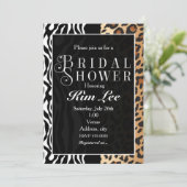 Leopard-Zebra-Brautparty-Typografie-Einladung Einladung (Stehend Vorderseite)