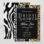 Leopard-Zebra-Brautparty-Typografie-Einladung Einladung (Vorne/Hinten)