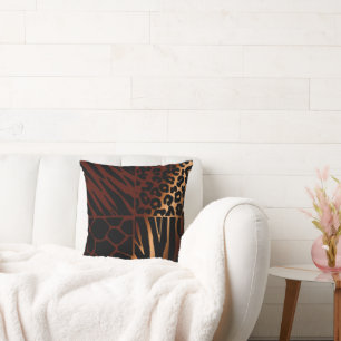 Leopard, Zebra, Giraffe, Tiger African Print Kissen