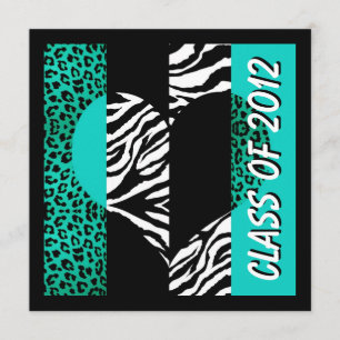 Leopard Zebra Print Türkise Graduation Party Einladung