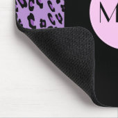 Leopard, Zebra, Tierdruck, Lila, Monogramm Mousepad (Ecke)