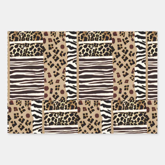 Leopard, Zebra und Giraffe Print Birthday Geschenkpapier Set (Vorderseite 3)