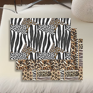Leopard, Zebra und Giraffe Print Birthday Geschenkpapier Set