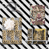 Leopard, Zebra und Giraffe Print Birthday Geschenkpapier Set