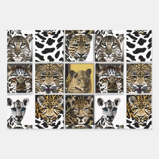 Leopard, Zebra und Giraffe Print Birthday Geschenkpapier Set (Vorderseite 3)