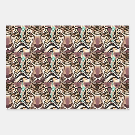 Leopard, Zebra und Giraffe Print Birthday Geschenkpapier Set (Vorderseite 2)